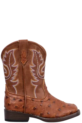 Roper Tan Faux Ostrich Toddler Boots