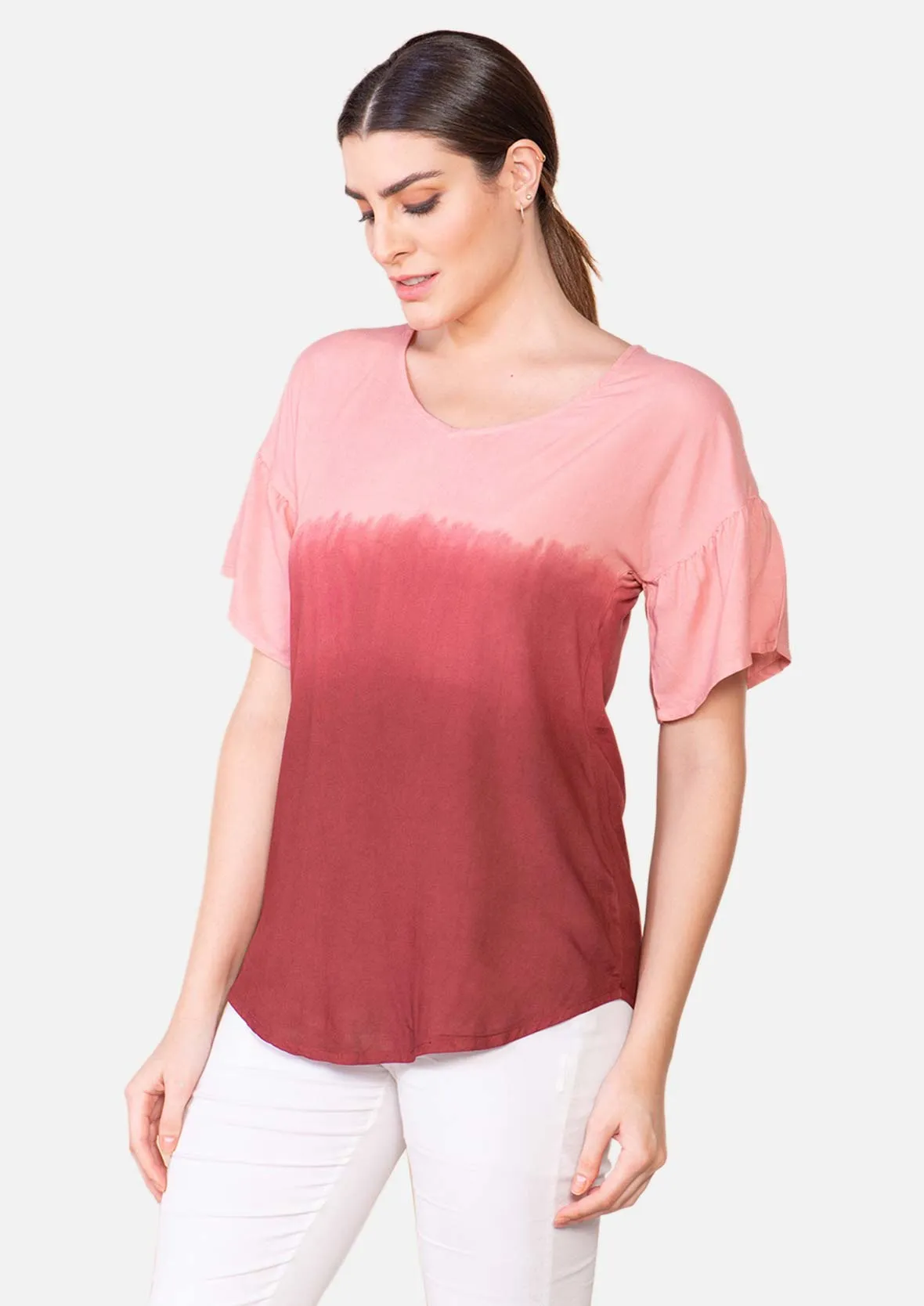 Round Neck Ombre Top