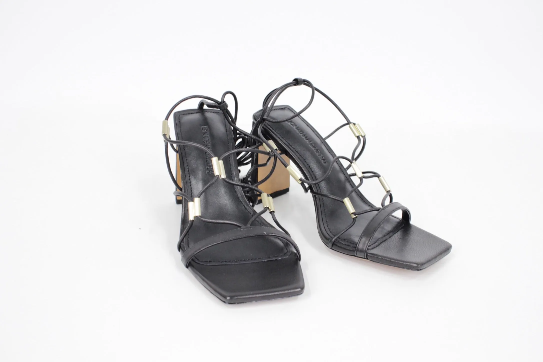 SAIRA SQUARE TOE STRAPPY HEEL SANDALS