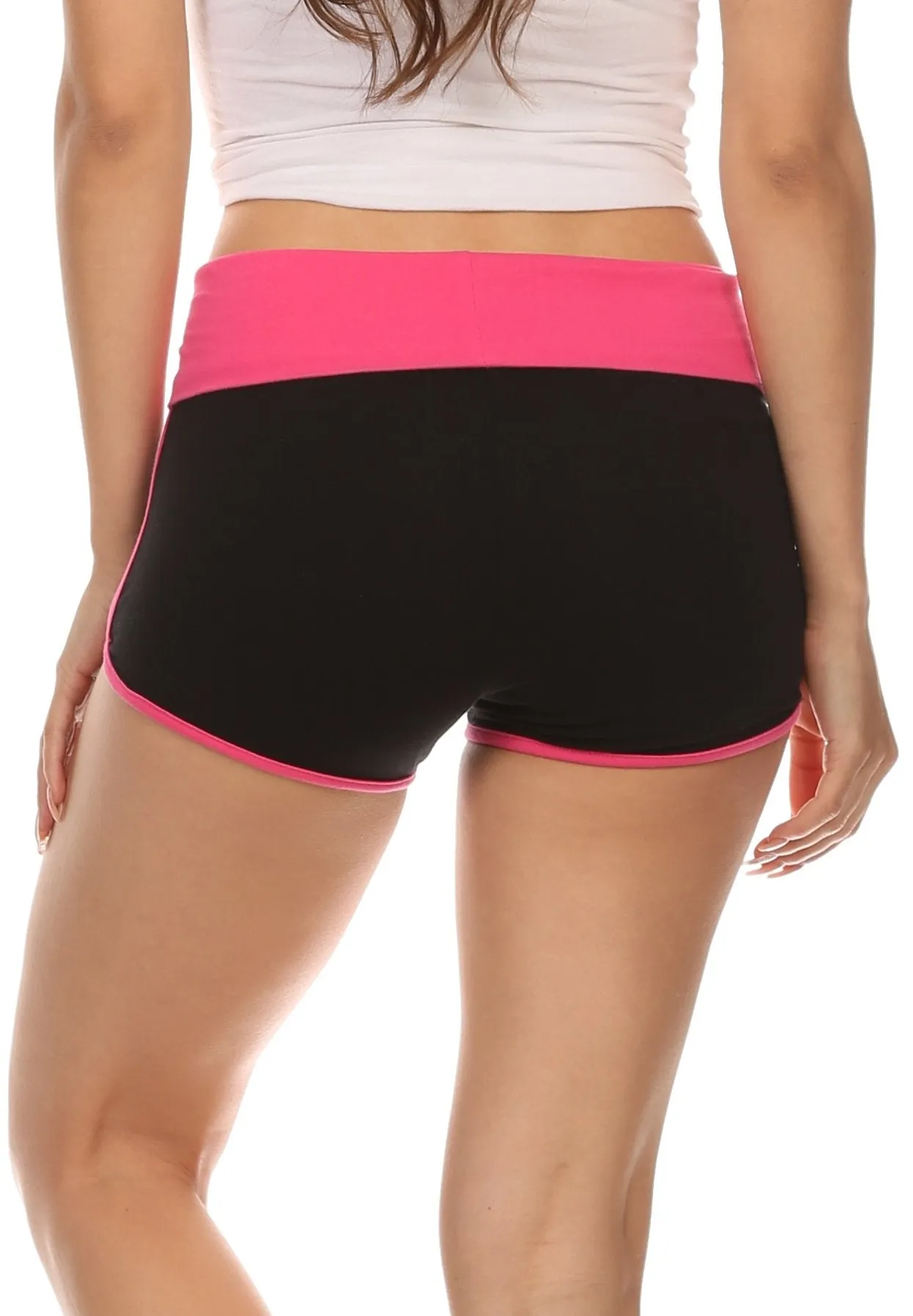 Sakkas Breauna Short Two Tone Fold-Over Waistband Active Dolphin Train Yoga Shorts