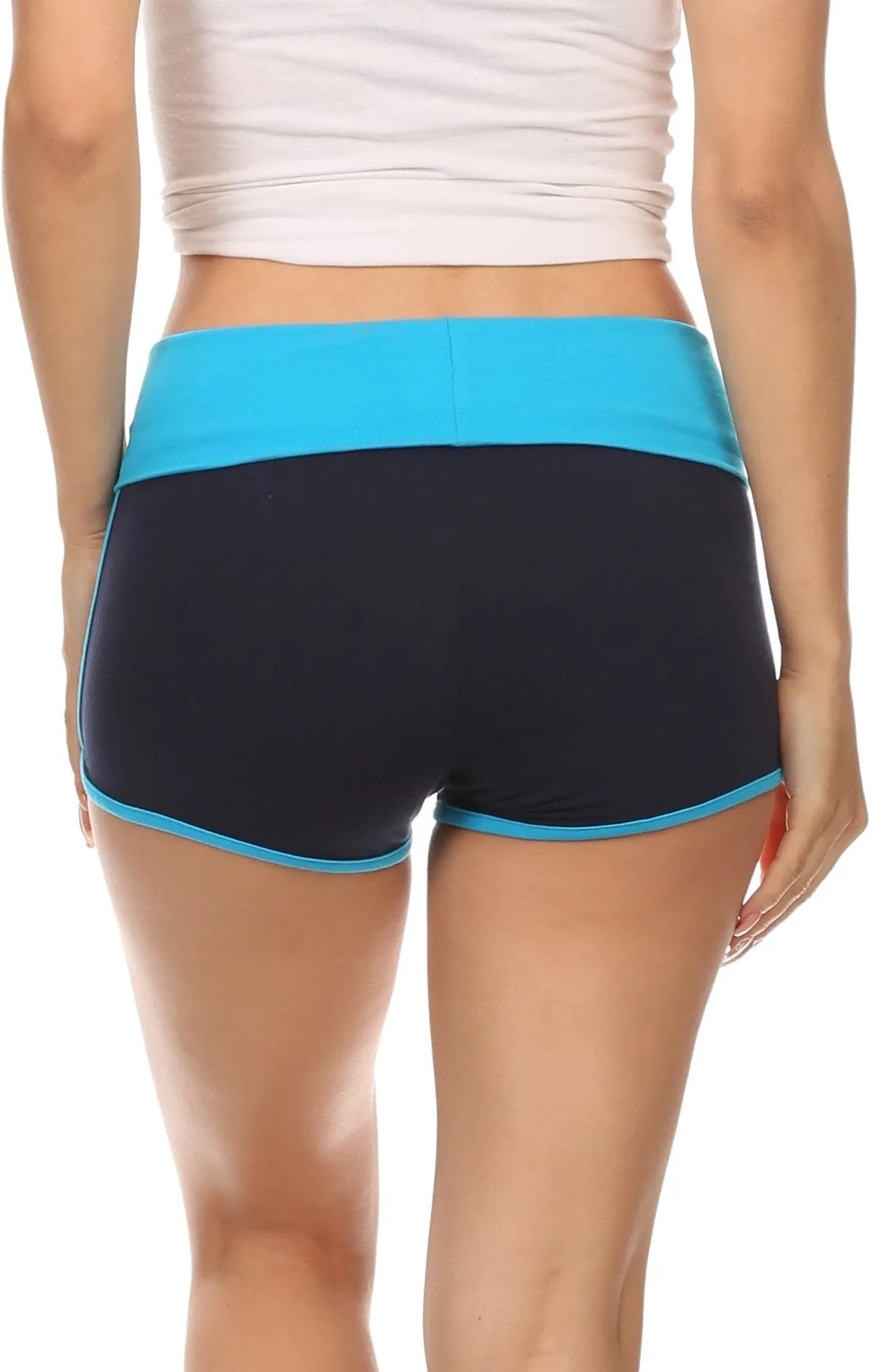 Sakkas Breauna Short Two Tone Fold-Over Waistband Active Dolphin Train Yoga Shorts