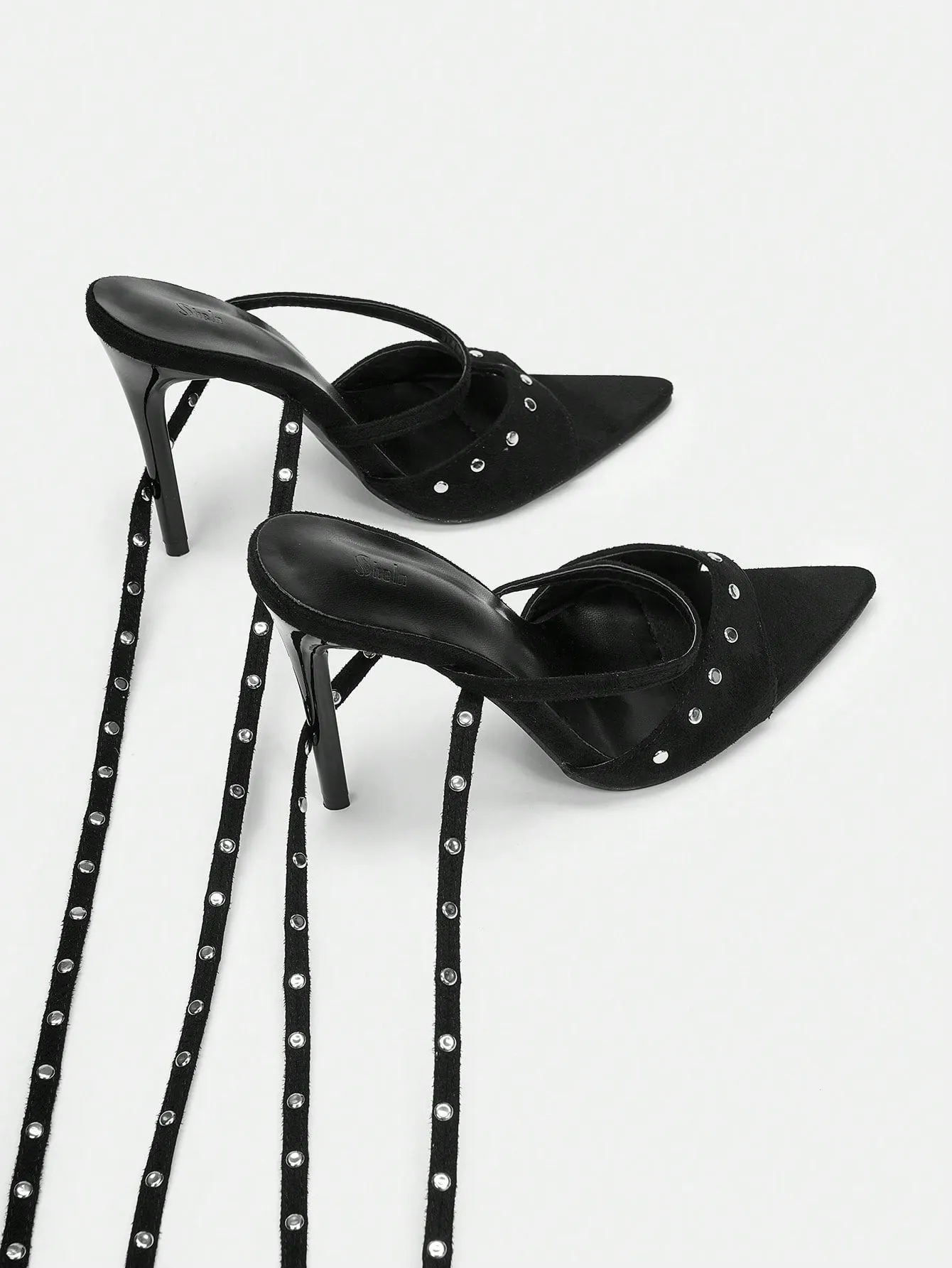 SHEIN ICON Studded Strappy Stiletto High Heel Sandals With Open Toe