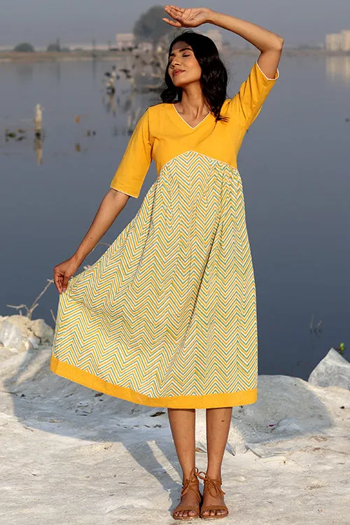 Sootisyahi 'Mustard Weave' Cotton Dress