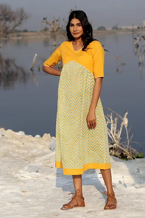 Sootisyahi 'Mustard Weave' Cotton Dress