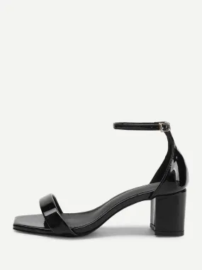 Square Toe Chunky Heeled Sandals