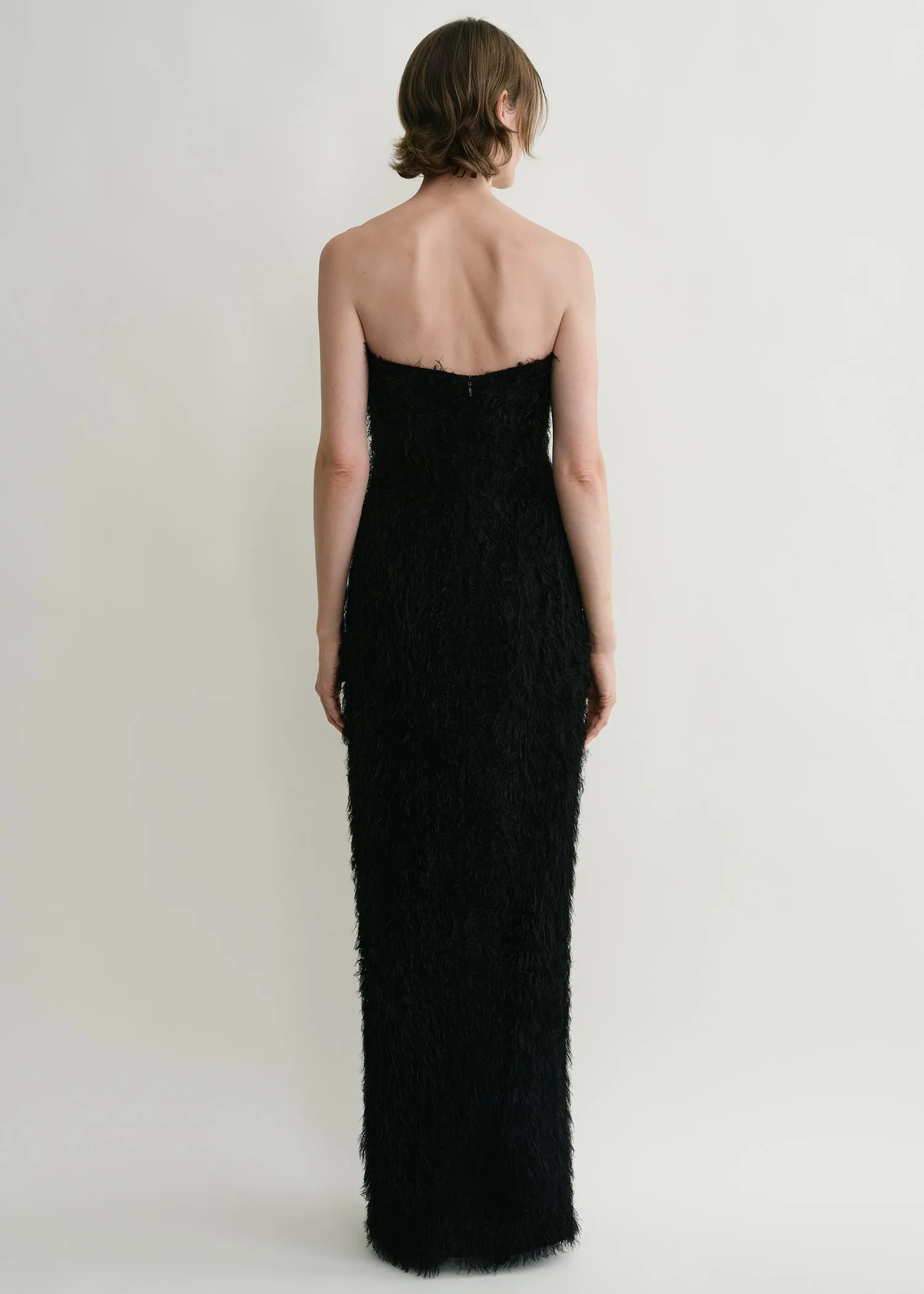 Strapless fil coupé dress black