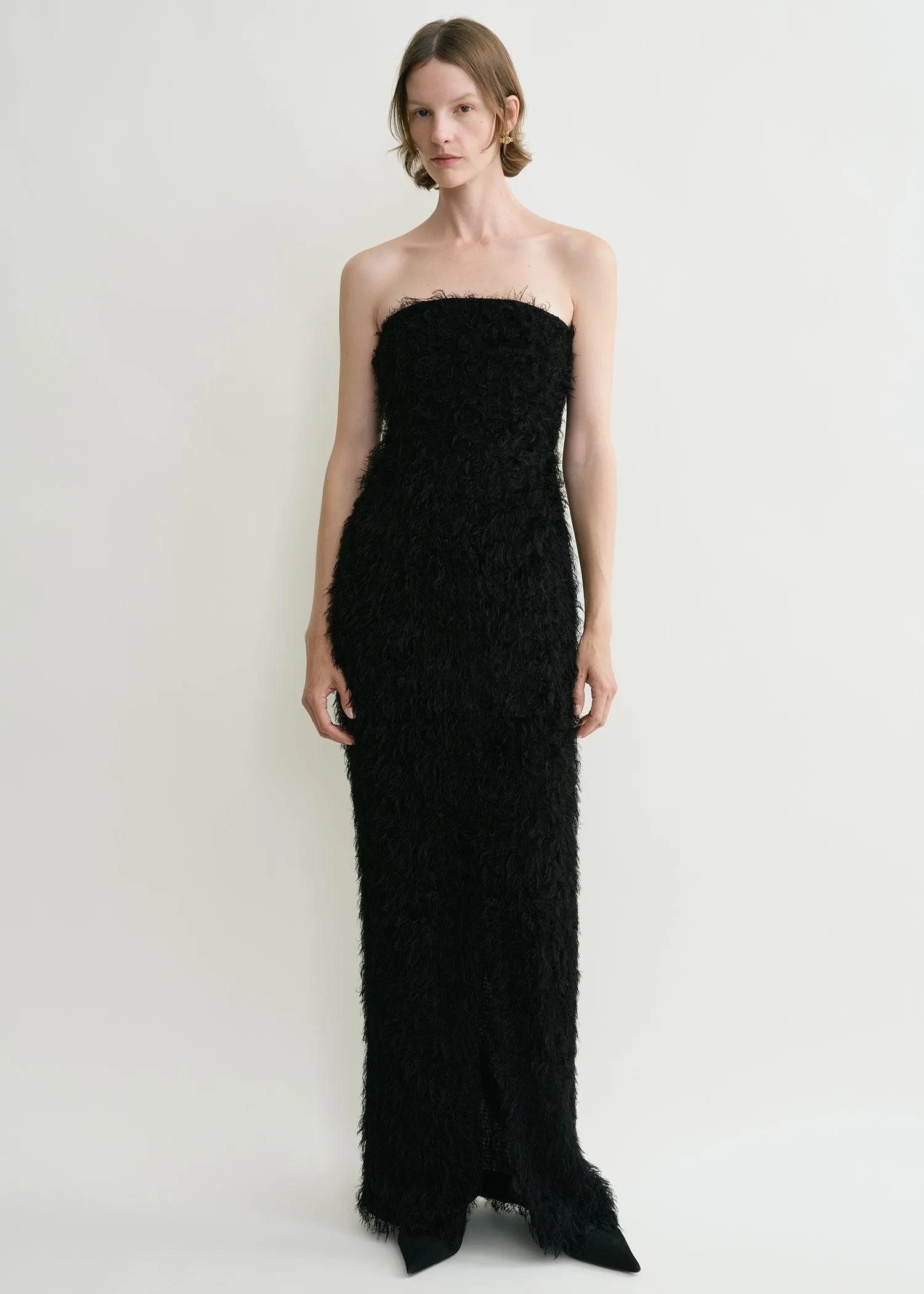 Strapless fil coupé dress black