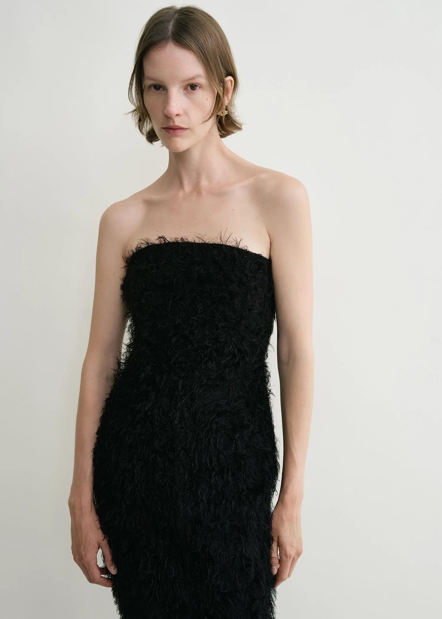 Strapless fil coupé dress black