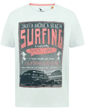 Sunset Bar Motif Cotton Jersey T-Shirt in Hint of Mint - South Shore