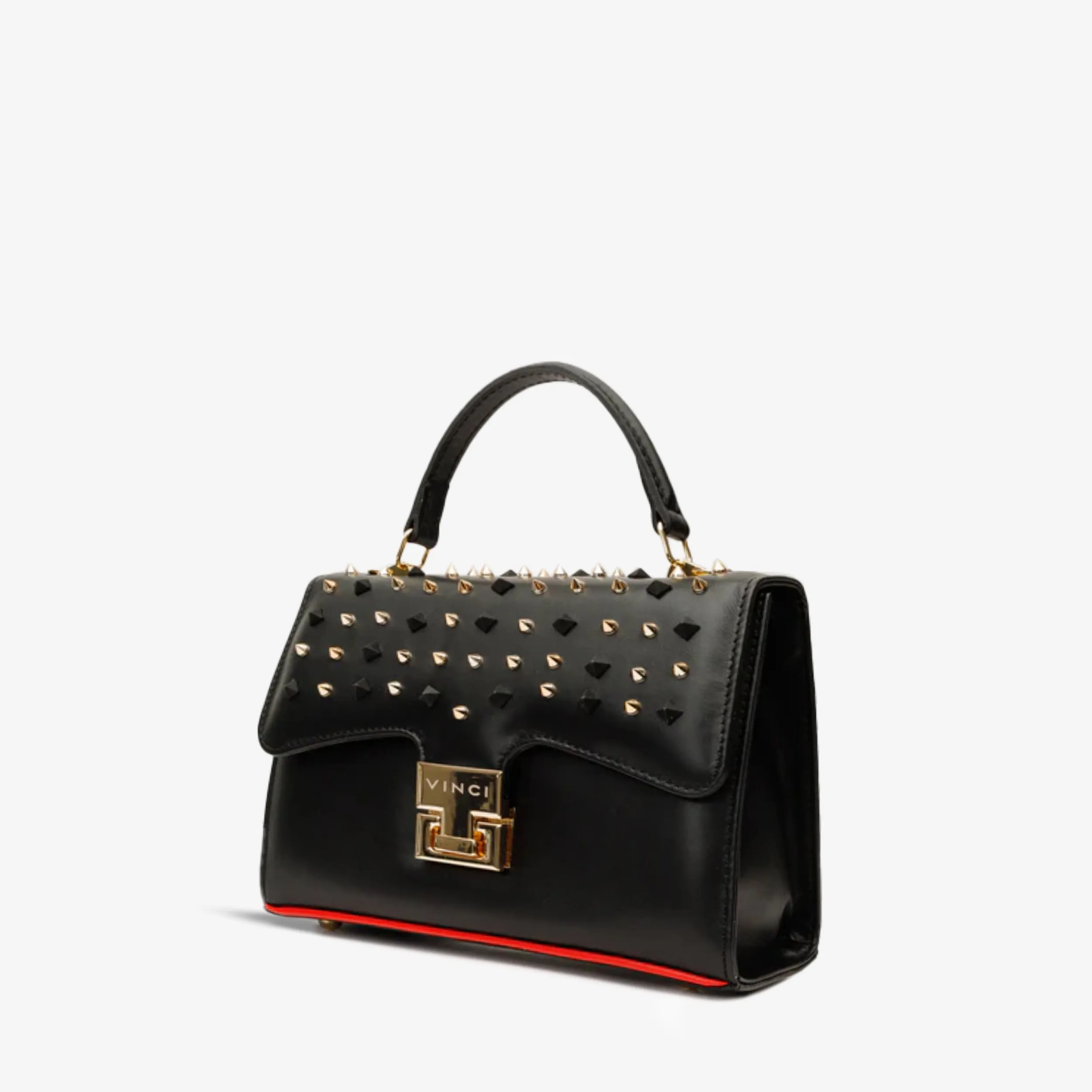 The Infanta Black Spike Leather Handbag