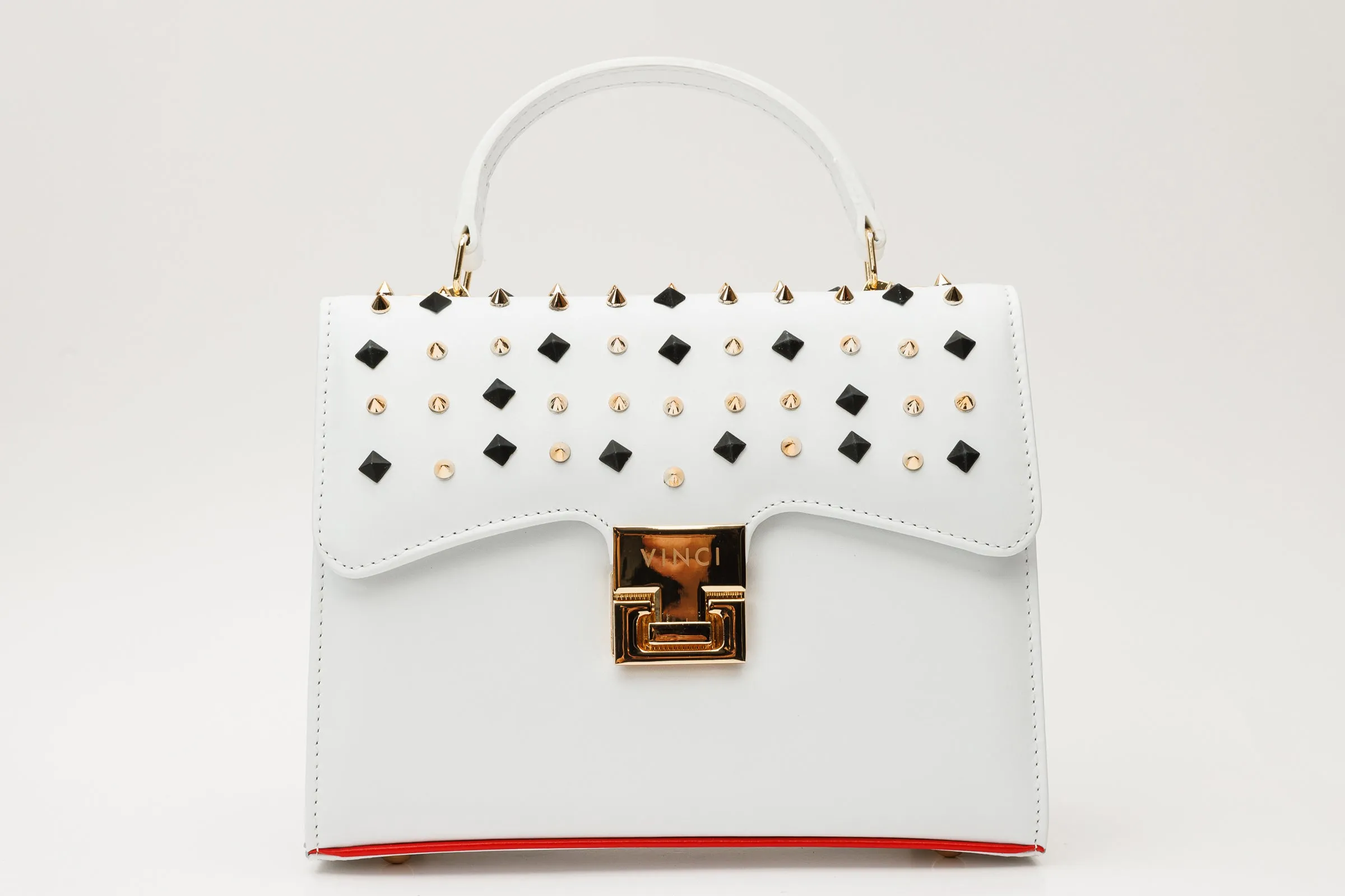 The Infanta White Spike Leather Handbag