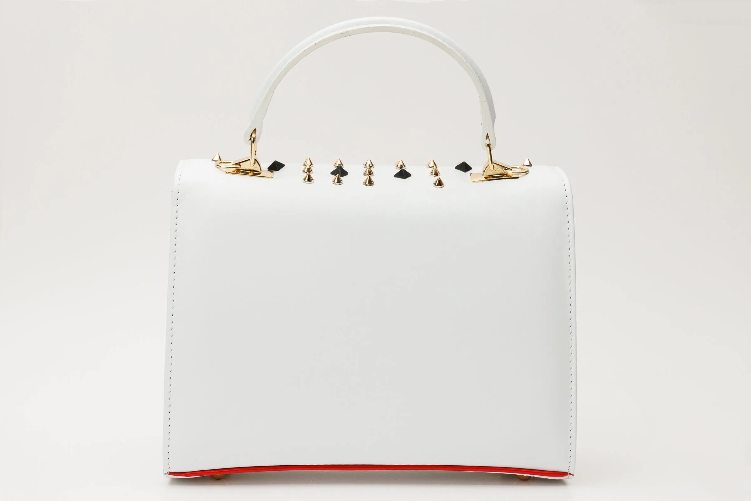 The Infanta White Spike Leather Handbag