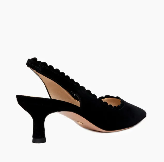 The Scallop Edge Sling Pump in Black