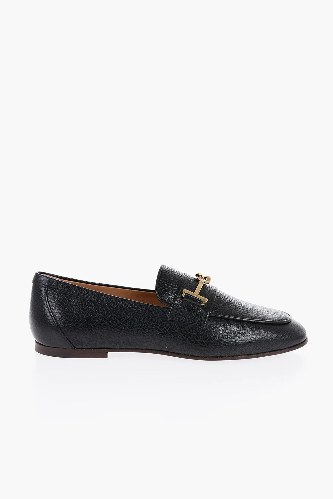 Tod's Textured Leather Bit Loafers with Golde-Effect Detail