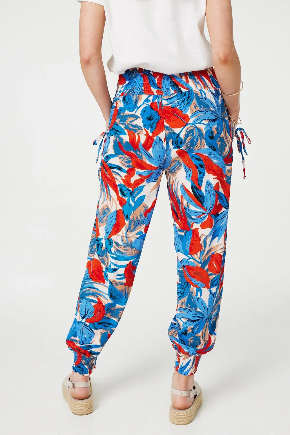 Tropical Leaf Print Harem Pants