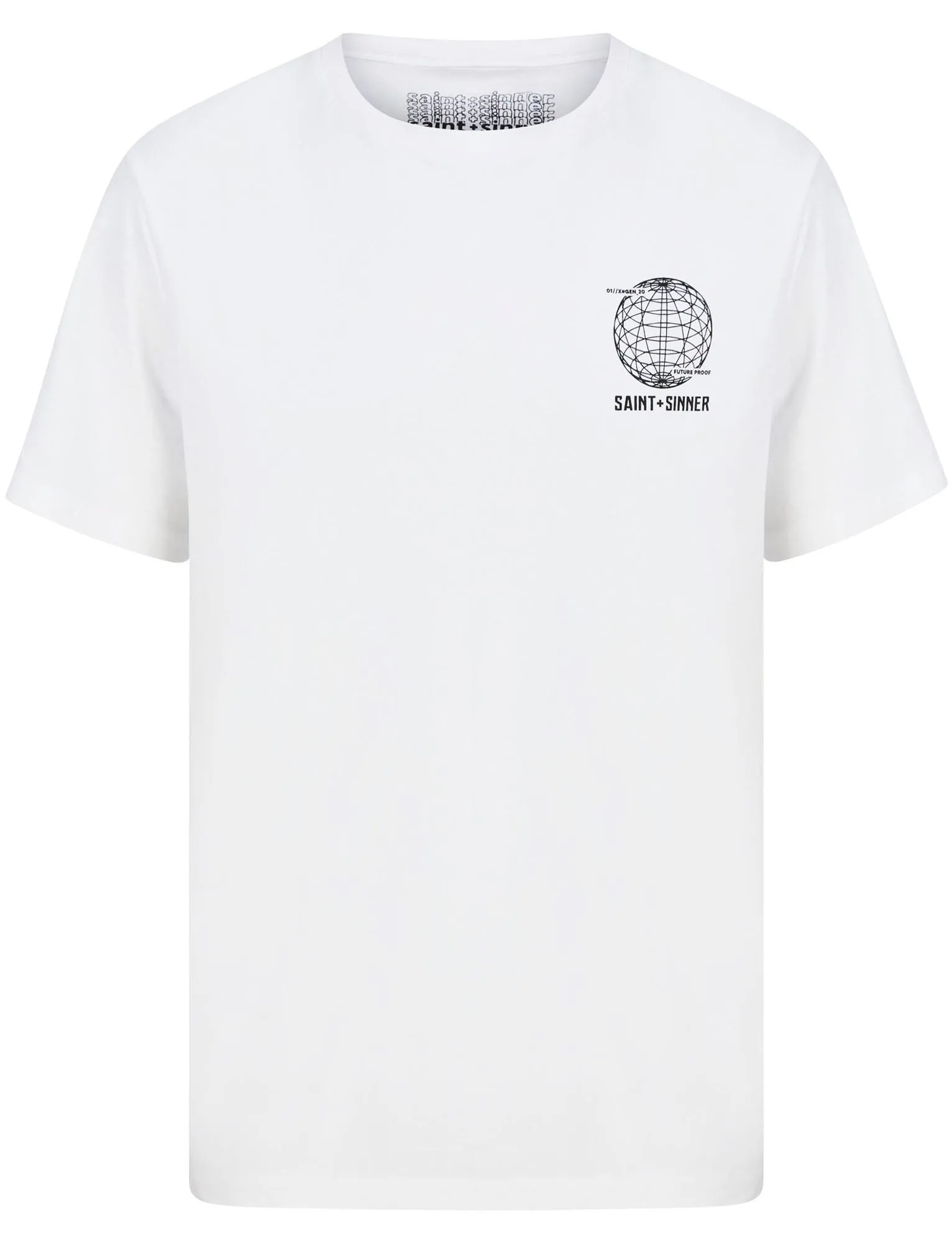 Unknown Globe Motif Cotton Jersey T-Shirt in Bright White - Saint   Sinner