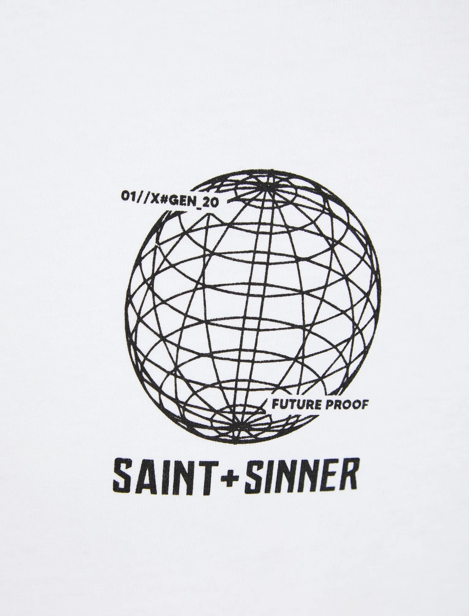 Unknown Globe Motif Cotton Jersey T-Shirt in Bright White - Saint   Sinner