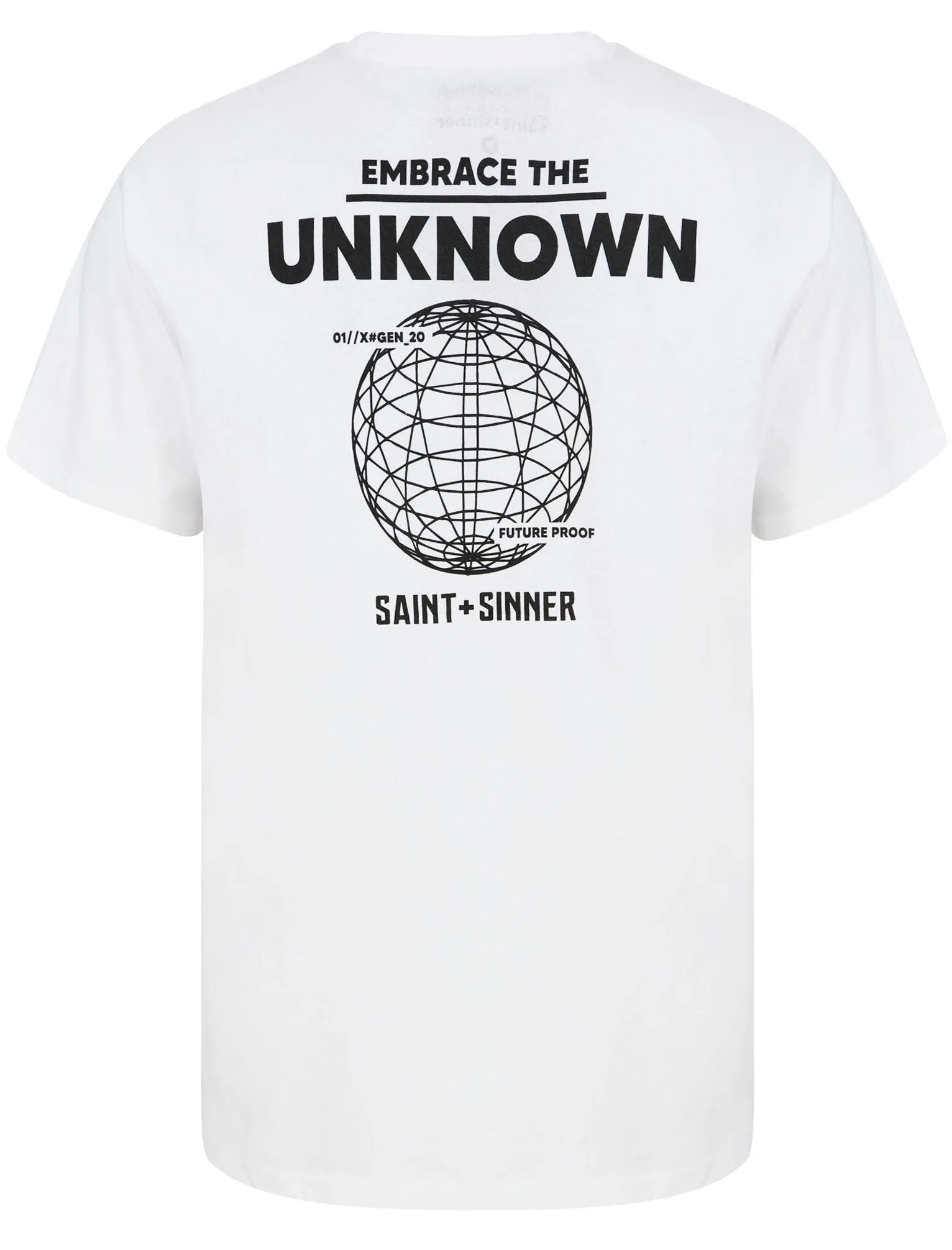 Unknown Globe Motif Cotton Jersey T-Shirt in Bright White - Saint   Sinner