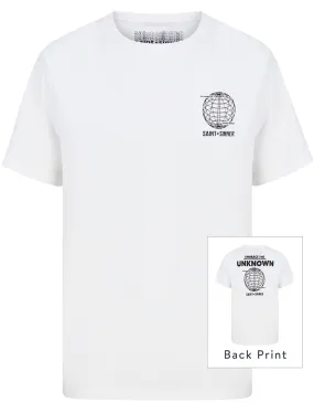 Unknown Globe Motif Cotton Jersey T-Shirt in Bright White - Saint   Sinner