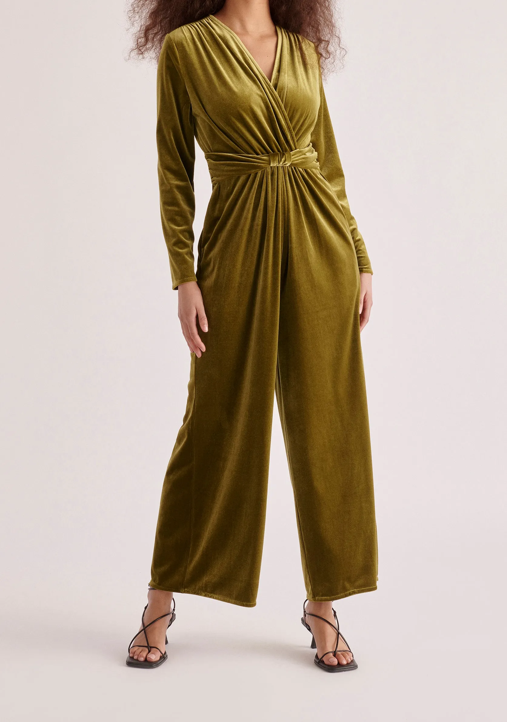 Velvet Knot-Waist Jumpsuit