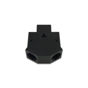 Vibrant Performance Y Block - 10 AN Female Inlet - Dual 10 AN Female Outlets - 1/8 in NPT Female Port - Black