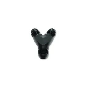 Vibrant Performance Y Block Fitting 6 AN Male Inlet Dual 6 AN Male Outlets Aluminum - Black Anodize