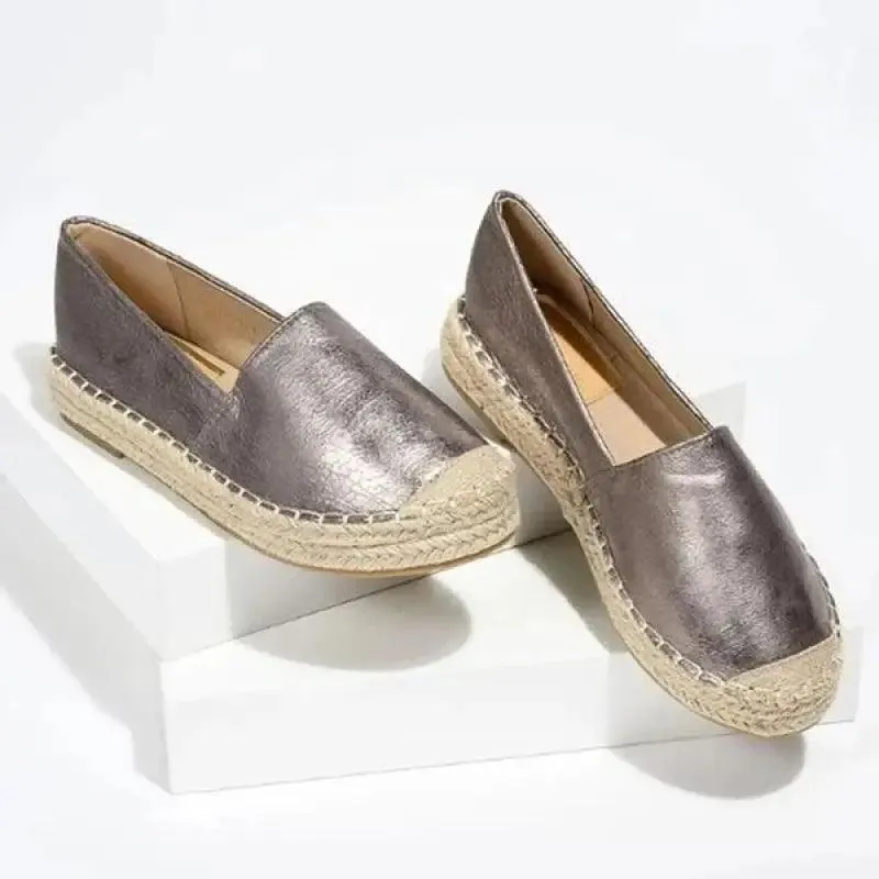 Vintage Flat PU Women's Shoes in Black, Gold, and Gray Brown