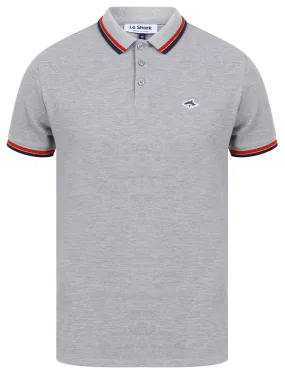 Waterloo Cotton Pique Polo Shirt with Tipping In Light Grey Marl - Le Shark