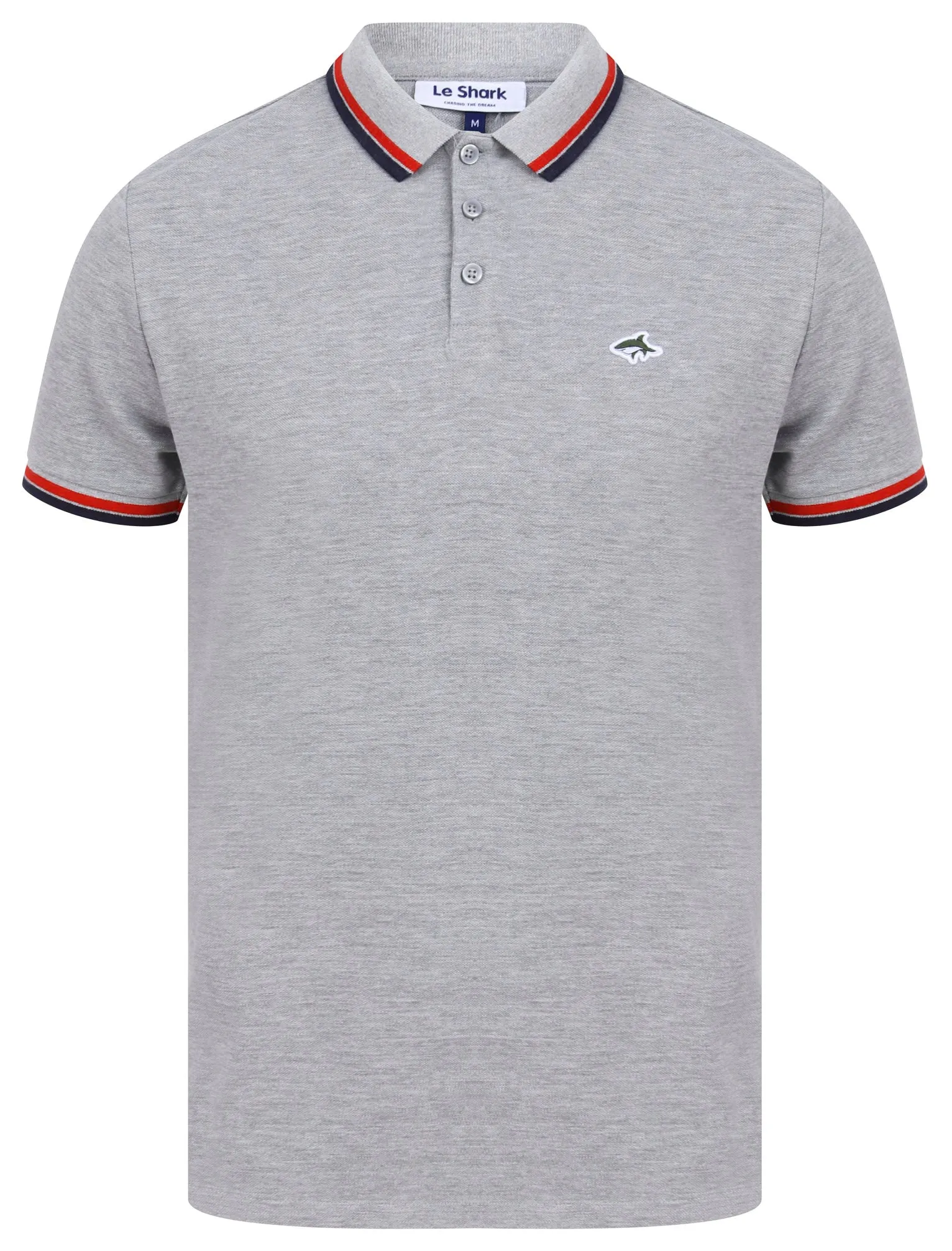 Waterloo Cotton Pique Polo Shirt with Tipping In Light Grey Marl - Le Shark