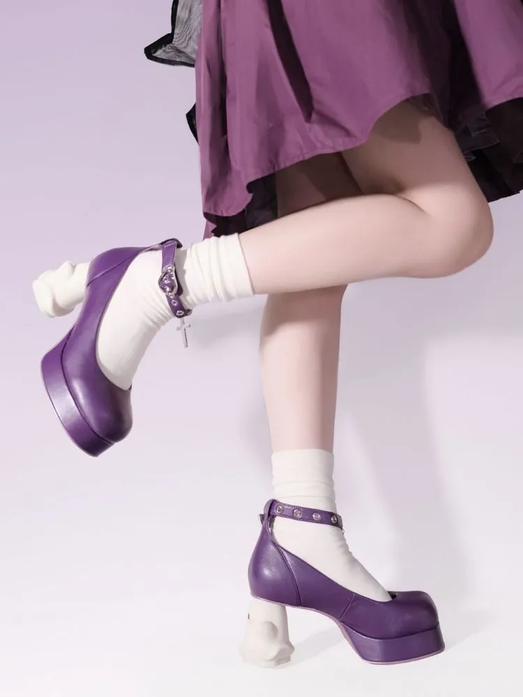 With Cross Ankle Strap Ghost Heel Pumps【s0000002546】