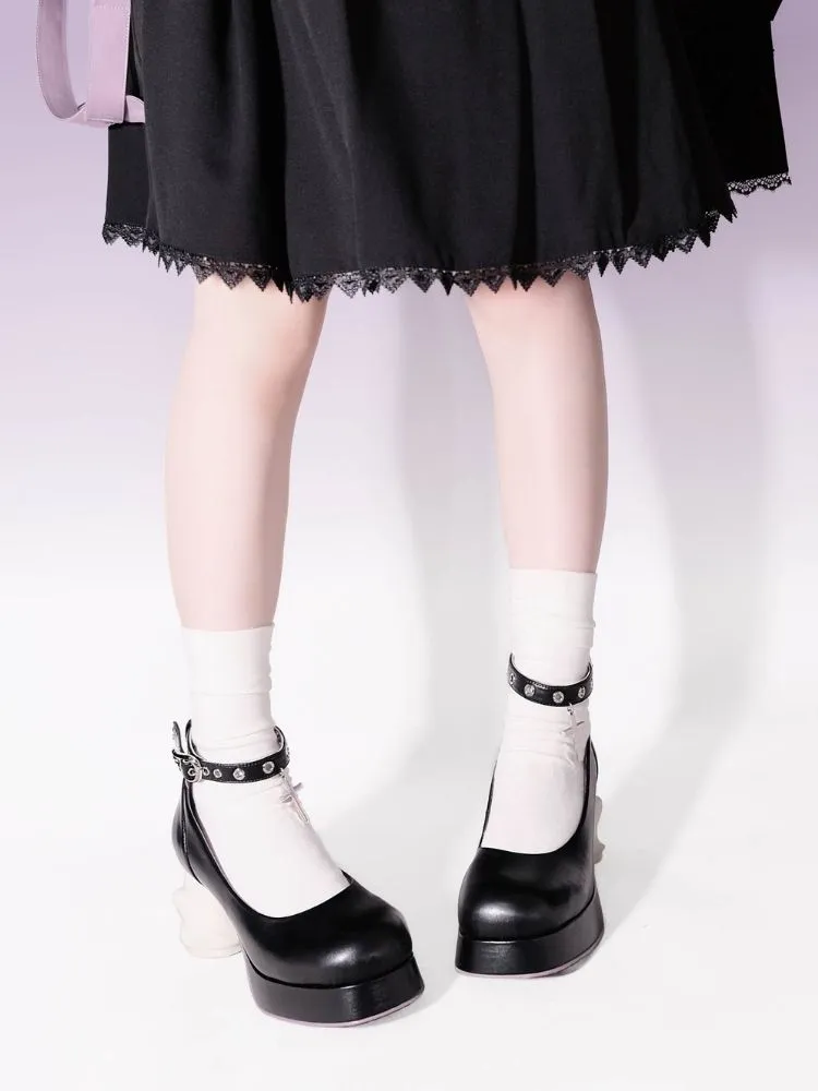 With Cross Ankle Strap Ghost Heel Pumps【s0000002546】