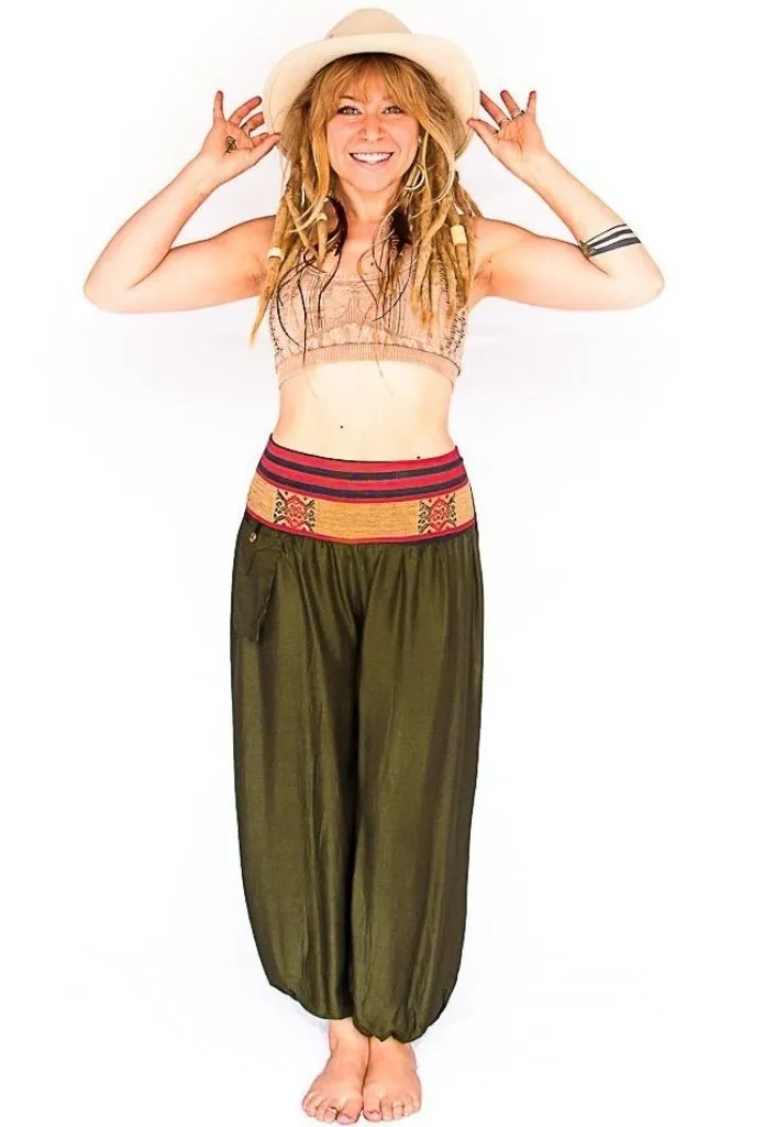 Women's Aladdin Pants in Forest Green