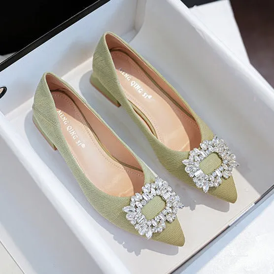 Womens Rhinestone Decor Point Toe Shoes