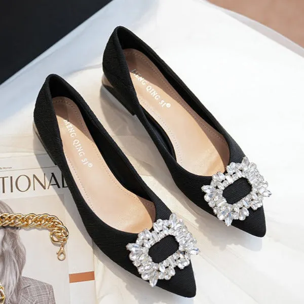 Womens Rhinestone Decor Point Toe Shoes