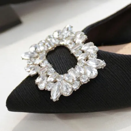 Womens Rhinestone Decor Point Toe Shoes