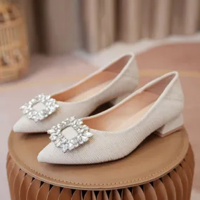 Womens Rhinestone Decor Point Toe Shoes