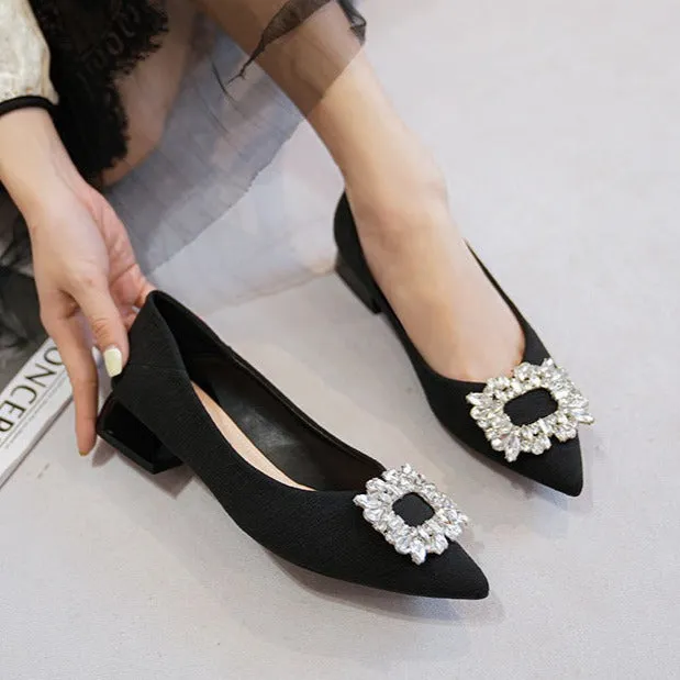 Womens Rhinestone Decor Point Toe Shoes