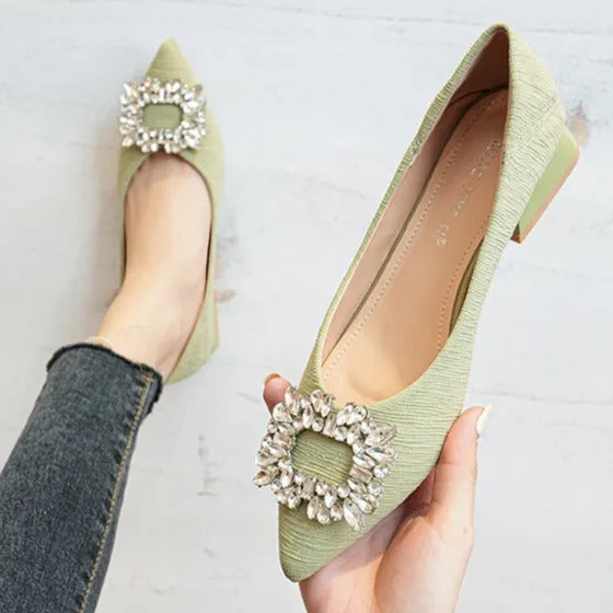 Womens Rhinestone Decor Point Toe Shoes