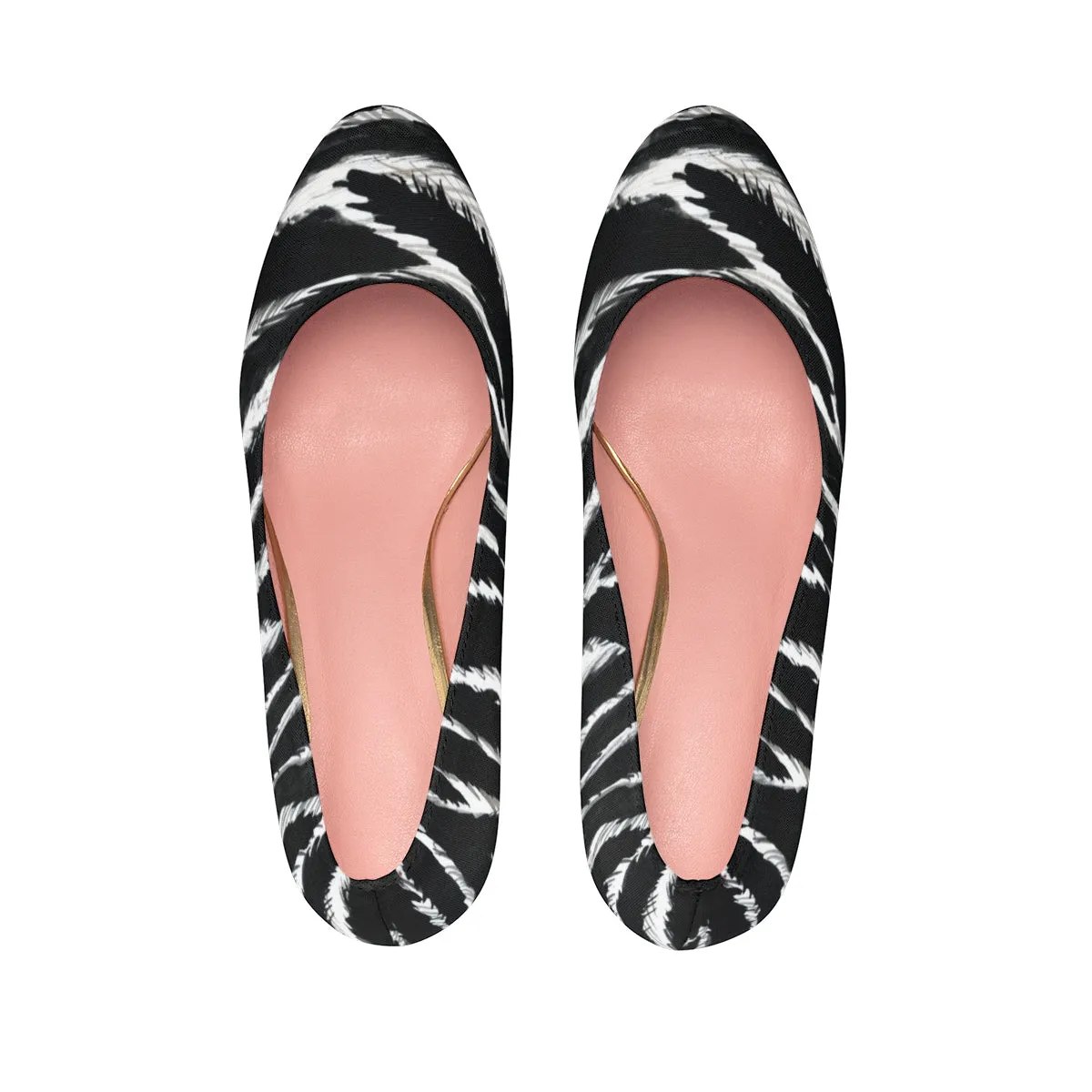 Zebra Black White Animal Stripe Print Designer Women's Platform Heels (US Size: 5-11)