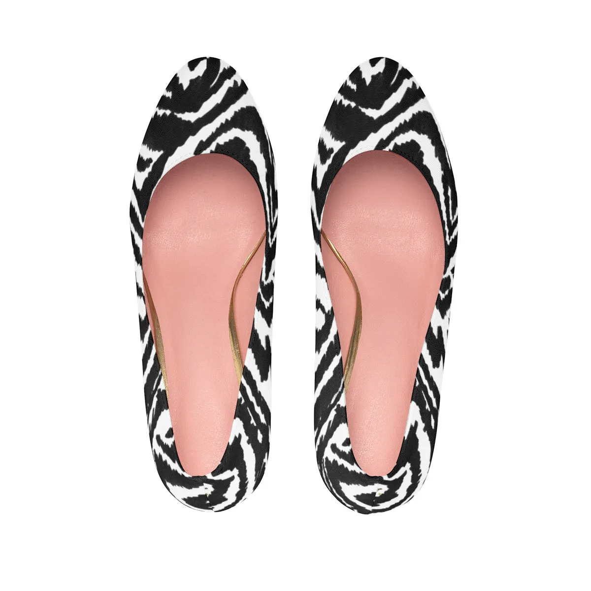 Zebra Print Women's Heels, Best Black White Stripe Animal Print 4 inch Platform Heels